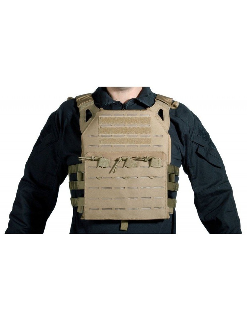 CHALECO PLATE CARRIER CORTE LASER TAN V18 + 2 PLACAS DE PORTECCIÓN DUMMY