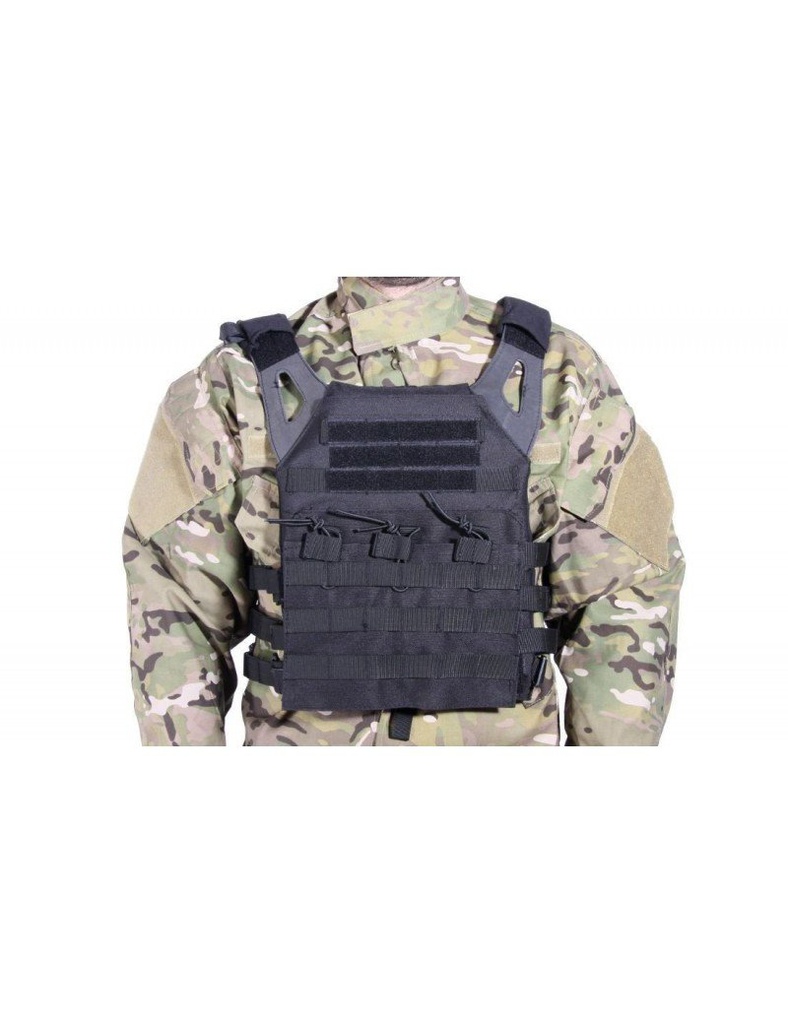 CHALECO PLATE CARRIER NEGRO DELTA TACTICS V18 + 2 PLACAS DE PORTECCIÓN DUMMY