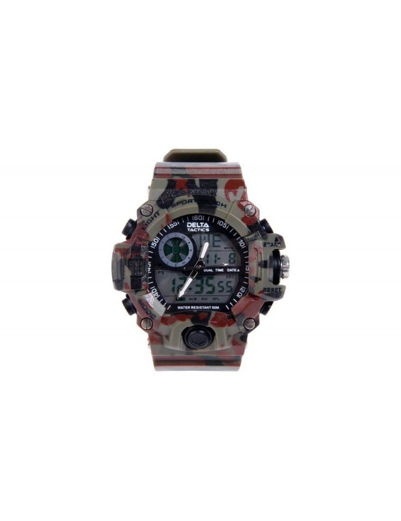 RELOJ TÁCTICO ANALÓGICO Y DIGITAL CAMUFLAJE DELTA TACTICS