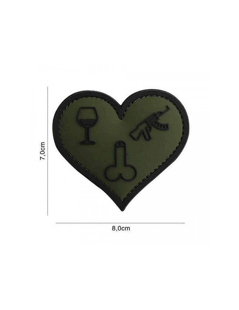 PARCHE PVC 3D CORAZON COPA FUSIL PENE VERDE