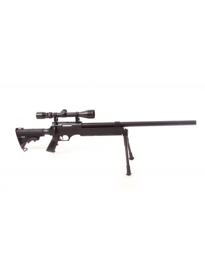 RIFLE CERROJO MUELLE MIRA BIPODE NEGRO 500FTP WELL (MB06D)