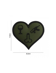 [V4441307268] PARCHE PVC 3D CORAZON COPA FUSIL PENE VERDE
