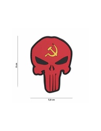 [V4441305294] PARCHE PVC 3D PUNISHER HOZ Y MARTILLO ROJO/NEGRO